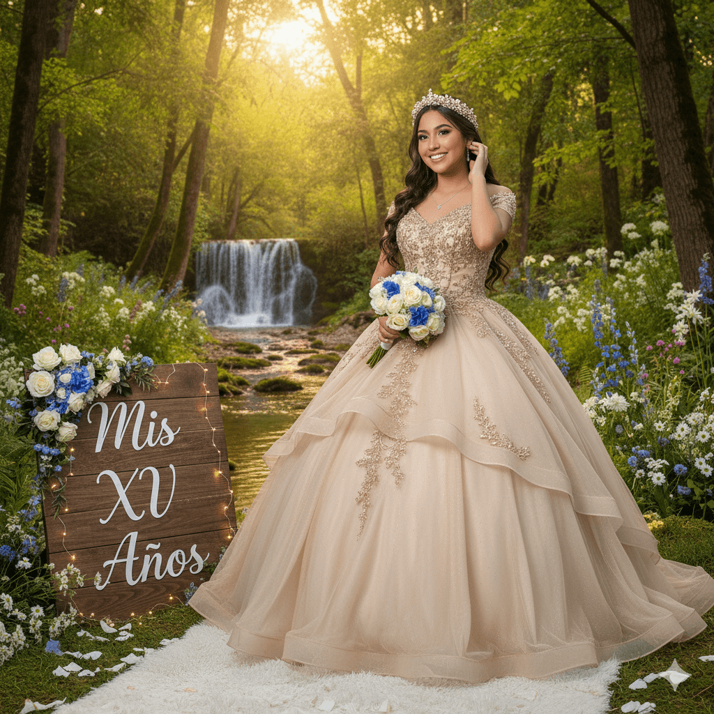 Vestido de quinceañera azul real